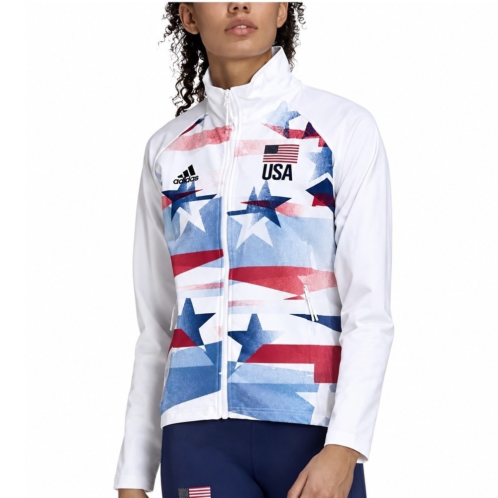Adidas Team USA Volleyball Jacket Women's XL Full Zip Olympic Track Jacket